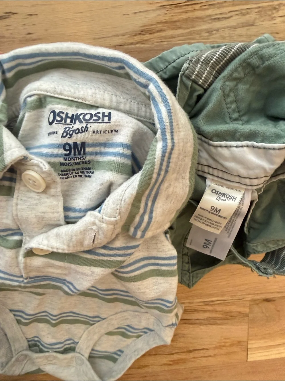 OshKosh B'gosh Toddler Sage Green Short Overalls